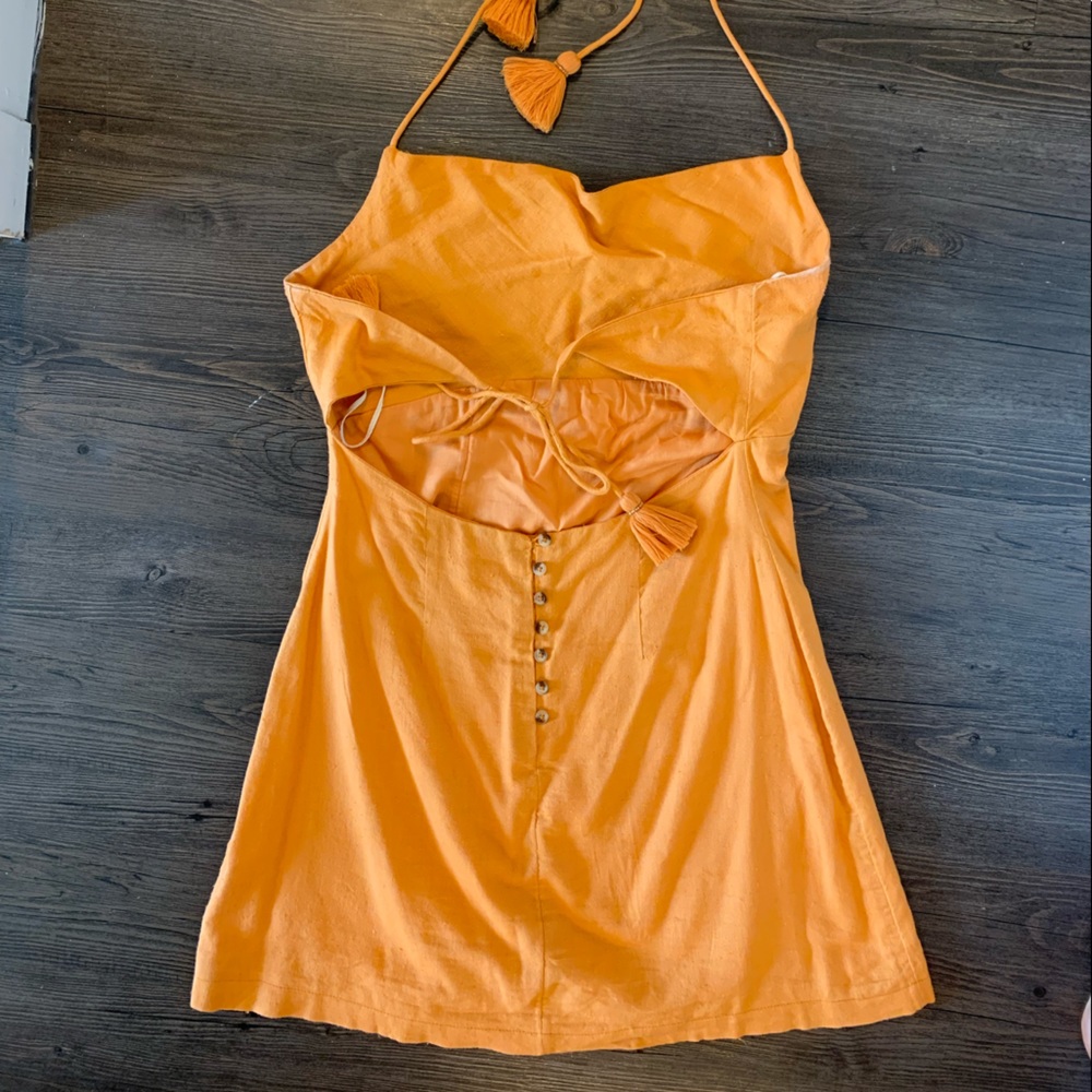 Orange cow neck/ halter free people dress